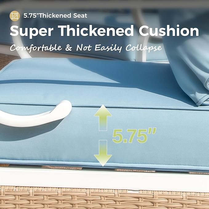 Patio Swivel Chairs Set of 2, Outdoor Sofa Chairs with Deep Seating and 5.5" Cushions, Steel Frame Porch Furniture for Lawn Backyard Deck, Blue