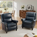 Lumibee Pushback Recliner Chair,Upholstered Wingback Chair for Small Spaces,2 Set of PU Leather Armchair for Living Room,Single Sofa Accent Chair Reading Seat for Balcony,Bedroom-Navy Blue