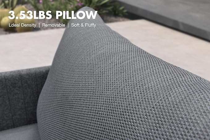 PURPLE LEAF 6 Pieces Patio Conversation Sets PP Rope Patio Sofa Sectional Set with Cushion Patio Conversation Set for Garden Poolside Backyard Gray