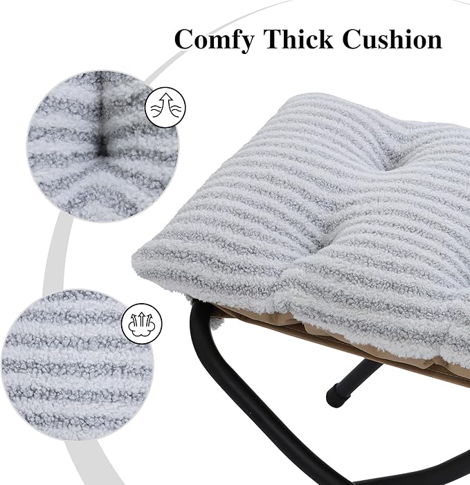 15"(H) Folding Ottoman, Foldable Footrest Stool, Portable Small Foot Stool for Couch, Collapsible Foot Rest Ottoman for Sofa, Accent Padded Ottomans for Living Room, Bedroom, Stripe Grey