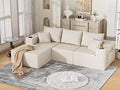 107" Cloud Sectional Couch, Modular Sectional Sofa with L-Shape Chaise, Corduroy Boneless Couch with Deep Seat, Upholstered Sofa for Living Room, No Assembly Required(Left-Facing Chaise, White)