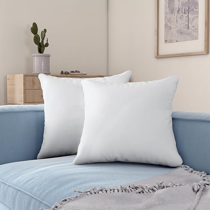 Acanva 28x28 Throw Pillow Inserts Set of 4, Premium Polyester Fiber Fill Square Sham Stuffer Cushion for Sofa, Bed, Couch and Chair, Machine Washable, 28x28 Inch(for 26x26 Cover), White 4 Count