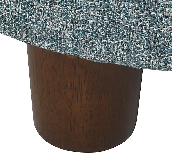 Homepop Home Decor | Upholstered Round Storage Ottoman | Ottoman with Storage for Living Room & Bedroom, Teal Tweed Large