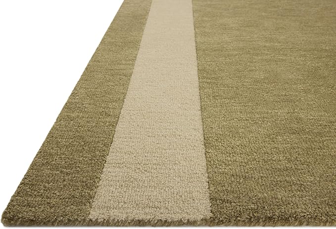 Loloi Leanne Ford Craven Collection CVN-01 Light Olive/Oatmeal 5'-0" x 7'-6" Area Rug Geometrical, Patterned, Neutral, Living Room, Bedroom, Dining Room
