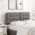 Upholstered Headboard Queen Size, Adjustable Height Queen Headboard Only from 39”to 44”with Durable Solid Wood Legs, Modern Button Diamond Fabric Bed Head Board with Width Adapters, Grey