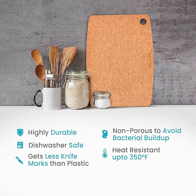 Dishwasher Safe Cutting Board for Kitchen - Large Composite Wood Cutting Board - Thin, BPA Free & Eco-Friendly Chopping Board, Fits Any Countertop, Great Kitchen Gift (14.5 x 11.25 Inch, Natural)