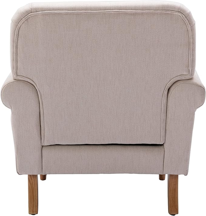 DM Furnitue Modern Accent Chair Comfy Arm Chairs Comfy Upholstered Lounge Chair Single Sofa Couch for Bedroom/Living Room, Cream