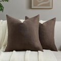 FUTEI Dark Coffee Chenille Throw Pillow Covers 18x18 Inch Set of 2,Soft Wide Chevron Textured Cushion Case,Farmhouse Home Decor for Couch Bed Living Room