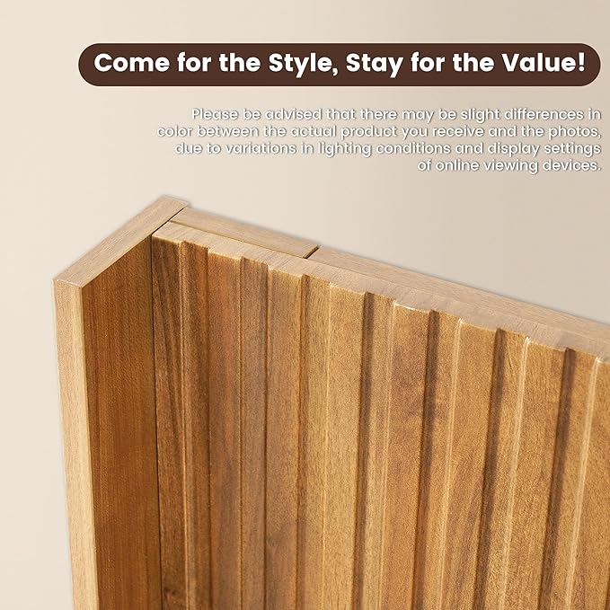 COCO DESIGN King Size Headboard Only, 80" Wide Wooden Headboard, Mid Century Modern Farmhouse Boho HeadBoard, Wall Mount, Fluted Panel, Wingback Design, Natural