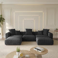 WJShome Cloud Couch Modular Sectional Sofa,141.73" U Shaped Sofa with 2 Ottomans,Black Corduroy Couch 5 Seater,Convertible Sectional Sofa for Living Room,Cushion Covers Removable& Washable