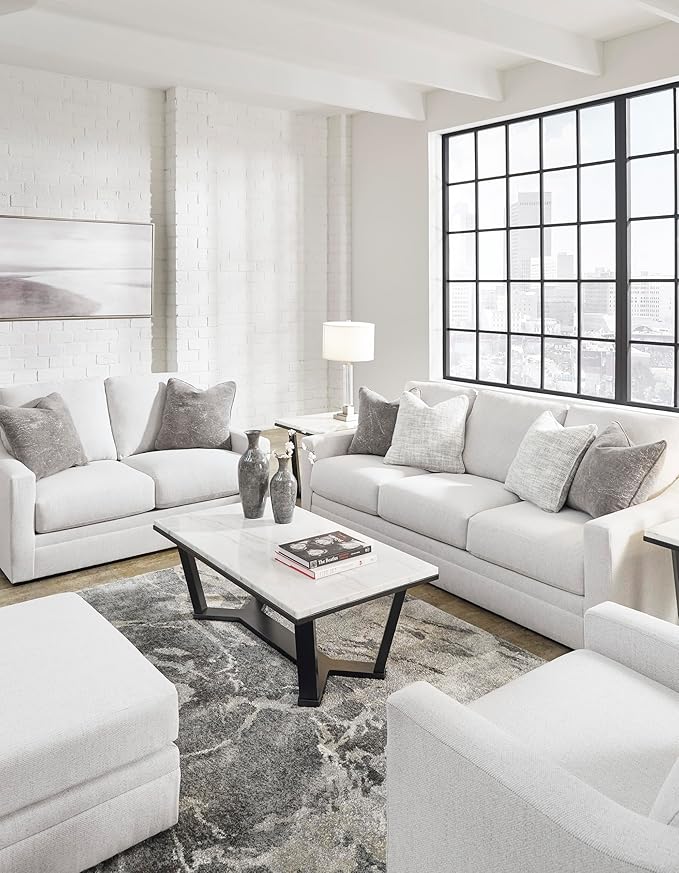 Signature Design by Ashley Maitelynn Contemporary Upholstered Chair with Non-Skid Legs, White