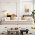 Cloud Sectional Sofa Modern Boneless Couch for Living Room, Comfy Deep Seat Comfy Teddy Fabric Double Sofa Chaise No Assembly Required (White, 135"- 4 Seater)