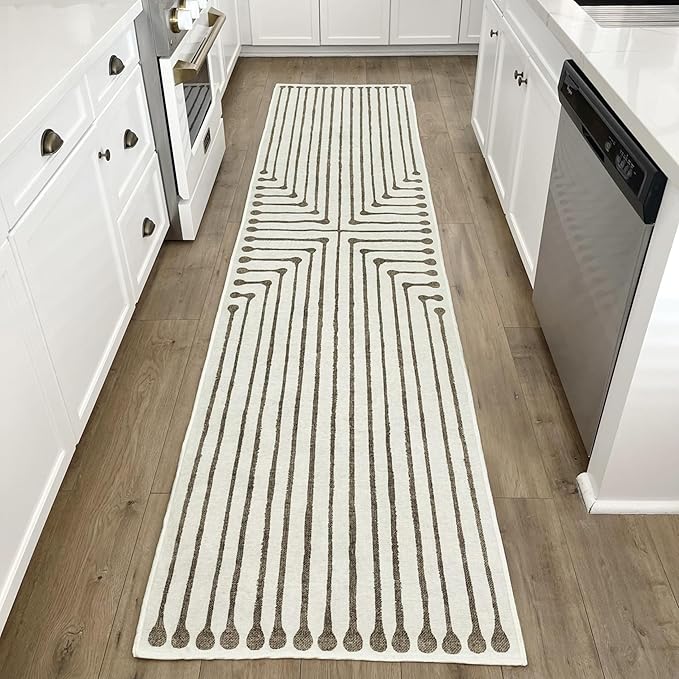 RUGGABLE x Jonathan Adler Machine Washable Modern Area Rug– Inkdrop Camel & Ivory 10x14, Stain-Resistant, Non-Slip – Large Rugs for Living Room, Bedroom, Hallway, Entryway & Office–with Cushioned Pad
