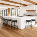 Swivel Bar Stools Set of 6, 24" Counter Height Bar Stool, Backless Barstools with Faux Leather Upholstered Seat&Sturdy Wood Legs for Kitchen Island, Black