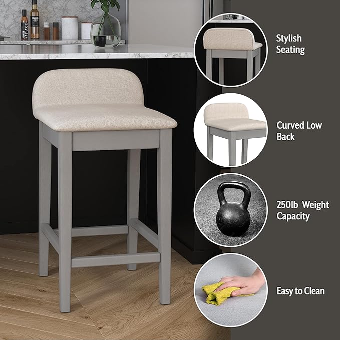Hillsdale Furniture Maydena Wood Counter Height Stool, Distressed Gray