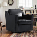 Pia Ricco 360° Swivel Accent Chair, Oversized Modern Faux Leather Armchair with Removable Cover for Living Room and Reception,Black