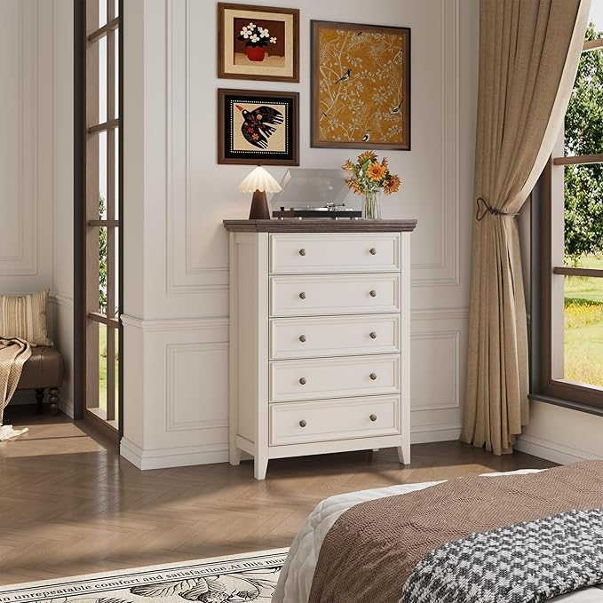 Tall Dresser for Bedroom 5 Drawers Dresser,5 Chest of Drawers Storage Cabinet for Living Room,Filing Cabinet for Home Office