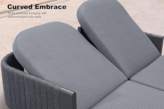 PURPLE LEAF Patio Furniture Set with 2 Person Lounge Chair 8 Pieces Patio Seating Sofas Aluminum Furniture Outdoor Couch Sectional Set with Cushions and Aluminum Table Patio Conversation Sets Gray