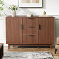 47.2" W Storage Cabinet with 3 Drawers, Fluted Buffet Cabinet with Storage, Large Sideboard with 2 Door, Modern Mid Century TV Stand Coffee Bar Cabinets for Living Room, Kitchen, Entryway