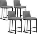 Yaheetech Counter Height Bar Stools 24'' Kitchen Bar Stools Set of 4 Upholstered Modern Island Chairs with Back and Metal Legs Farmhouse Bar Chairs for Kitchen Counter, Gray