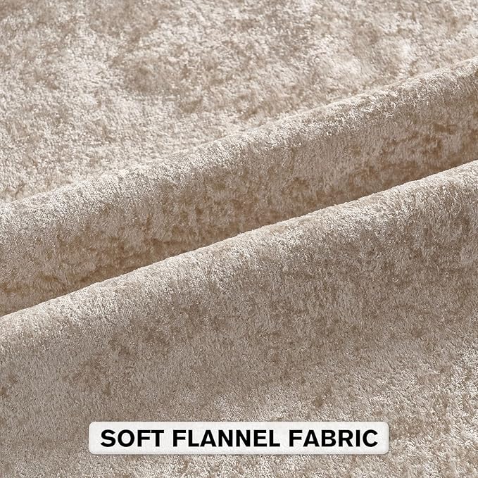 FUTEI Beige Flannel Throw Pillow Covers 24x24 Inch Set of 2,Soft Dimensional Textured European Cushion Cases,Modern Home Decor for Couch Living Room