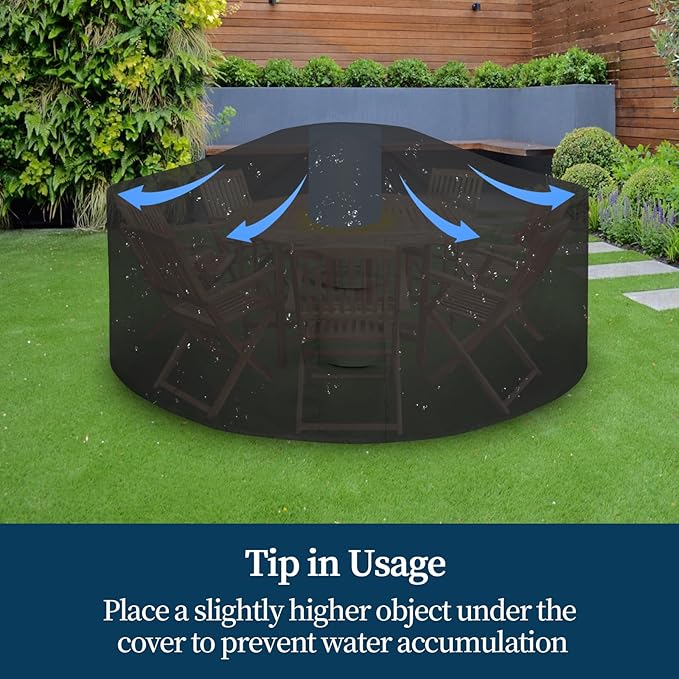 Easy-Going Round Patio Furniture Cover Waterproof Outdoor Dining Table and Chair Cover Anti-UV Outside Sectional Sofa Set Covers (72"DIA x 28"H, Black)