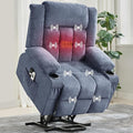 Large Power Lift Recliner Chair for Elderly Overstuffed Wide Electric Lift Chair with Heat and Massage for Big and Tall Adults Reclining Sofa Chair with 2 Cup Holders, Side Pocket, USB Port, Blue