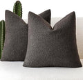 Foindtower Pack of 2, Decorative Textured Boucle Throw Pillow Covers Accent Solid Pillow Cases Cozy Soft Couch Cushion Case for Chair Sofa Bedroom Living Room Home Decor 22 x 22 Inch Dark Brown