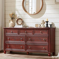 7 Drawers Dresser for Bedroom, Farmhouse 54" Wide Wood Dressers Chest of Drawers, Vintage Design TV Stand, Rustic Storage Dresser Organizer with Metal Handle Closet for Living Room, Hallway