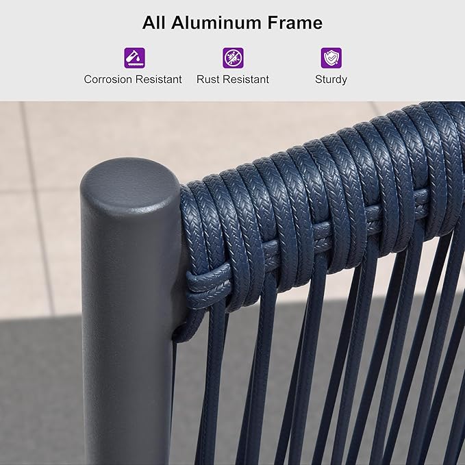 PURPLE LEAF 4 Pieces Patio Conversation Set Outdoor Wicker Furniture with Aluminum Table and Rattan Chairs Sofa Cushions Included for Porch Backyard Garden Balcony Gray