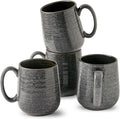 HASENSE Ceramic Coffee Mugs - 15 OZ Large Coffee Cups Set of 4 with Handle for Hot Beverage, Porcelain Latte Mugs for Tea, Milk, Cocoa, Cappuccino and Mocha, Microwave and Dishwasher Safe, Grey