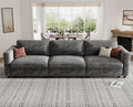 KKL Modular Sectional Sofa Couches for Living Room, 113" Sofa Couch with Adjustable Backrest, Chenille 3 Seater Sofa Couch with Comfy Cushion, Chenille, Grey