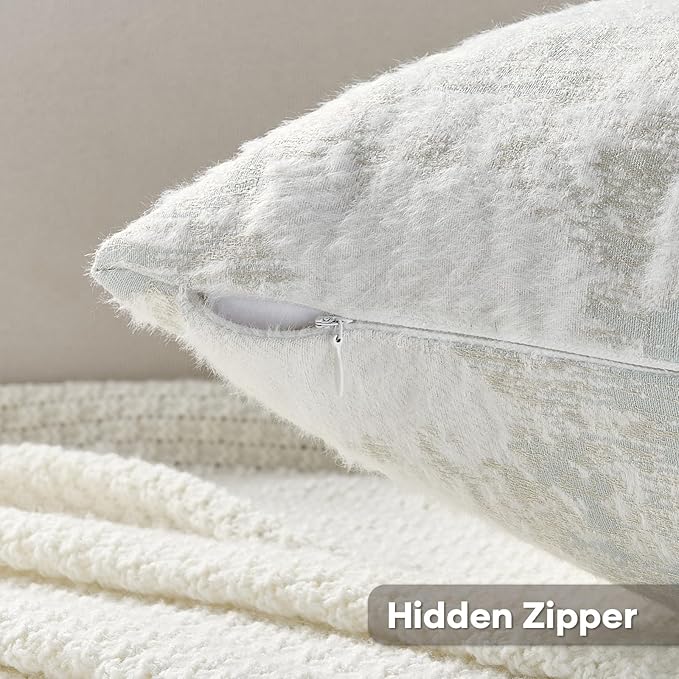 FUTEI Light Blue White Decorative Throw Pillow Covers 22x22 Inch Set of 2,Soft Faux Cashmere Jacquard - Textured & Cozy Cushion Case,Modern Home Decor for Couch Bed Living Room