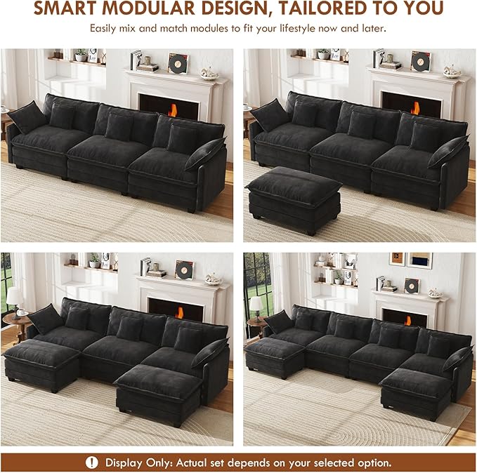 WorthFurni 77 Inch Cloud Sofa Loveseat, Comfy Sectional Couch, 2-Seater Chenille Deep Seat Sofa with Throw Pillows for Living Room Bedroom Apartment (Black)