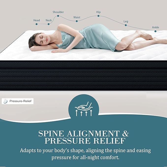 Sleepmax Firm King Mattress 14 Inch - Deep Sleep Hybrid Mattress Pain Relief - No Sagging Bed in a Box for Back & Side Sleepers - Extra Support, Fiberglass-Free, CertiPUR-US Certified, 365-Night Trial