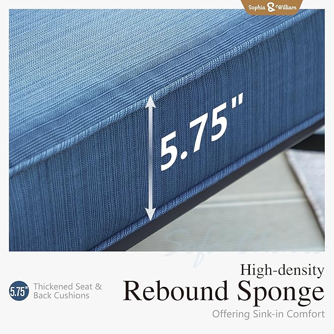 Sophia & William 2 Pieces Patio Furniture Sets Metal Sofa Chairs Patio Cushion Armchairs Swivel Sofa Chairs with Removable Cover for Garden Backyard Poolside Peacock Blue