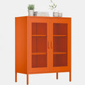 Orange Metal Cabinet,Bathroom Floor Storage Cabinets,40" H Small Orange Locker Cabinets with 2 Adjustable Shelves & 2 Doors