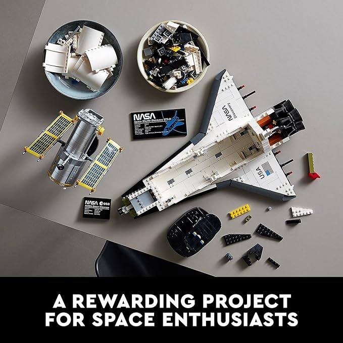 LEGO Icons NASA Space Shuttle Discovery Building Sets for Adults - Model Kits for Bookshelf or Office Decor, Ages 18+ Years - Gifts for Men & Women - 10283