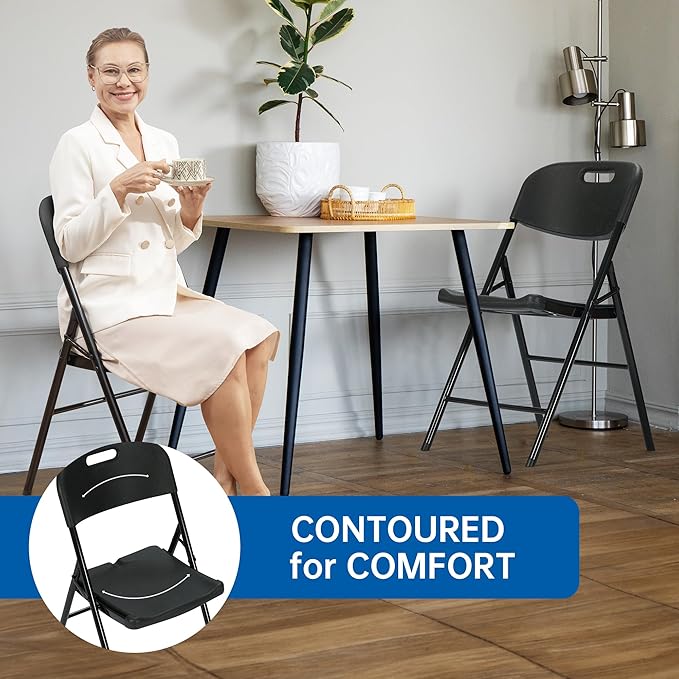 100 Pack Thicker 800 LBS Black Folding Chairs, Commercial Grade Folding Chair, Foldable Chairs for Events