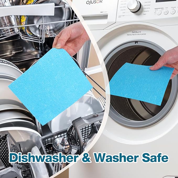 Swedish Dishcloths for Kitchen, 15-Pack - Extra Absorbent & Fast Drying, Reusable Washable Cleaning Cloths, Eco-Friendly Kitchen Towels Replace Sponges & Paper Towels
