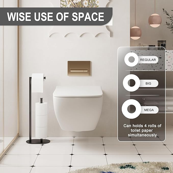 Black Toilet Paper Holder is Crafted from Premium Metal Material,ensuring it Remains Rust-Proof and Durable Over Years of use.
