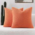 FUTEI Pack of 2 Orange Decorative Throw Pillow Covers 26x26 Inch Soft Cozy Solid Boucle Textured Euro Pillow Shams,Modern Home Decor for Couch Bed Living Room