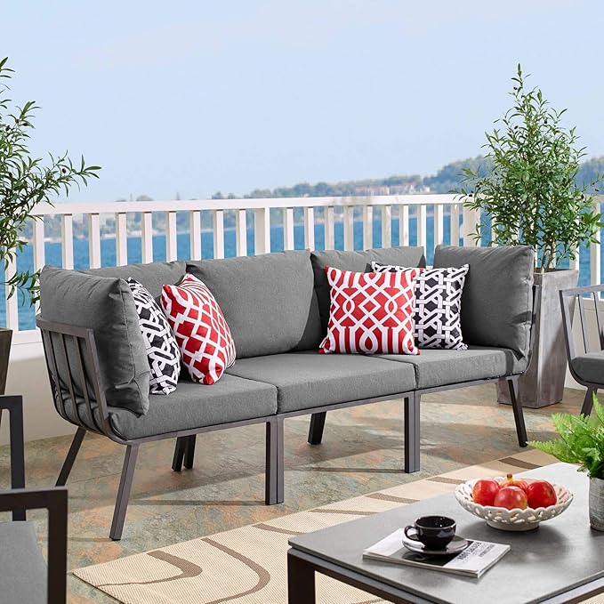 Modway Riverside Outdoor Furniture, 3-Piece Set, Gray Charcoal