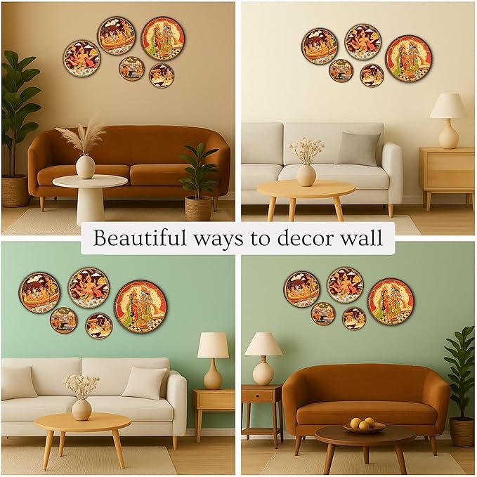 RITUALISTIC Ramayan Wall Plates for home decoration & living room | Metal Wall Décor | Gift items for unisex | Wall art | Wall showpiece| Home Décor Christmas Gift Items | Set of 5 plates