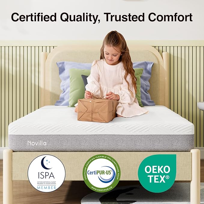 Novilla Mattress Full, Cooling Gel Memory Foam Mattress 8 Inch for Contour Support & Pressure Relieving & Plush Comfort, CertiPUR-US Certified Foam