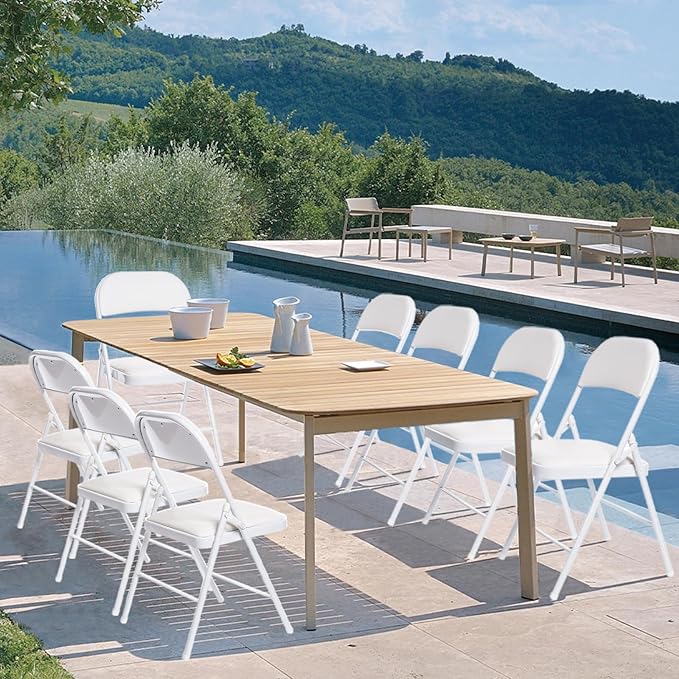 100 Pack Folding Chairs with Padded Seats, Padded Folding Chair with Steel Frame for Events Home Office, Pu Leather Folding Chair White