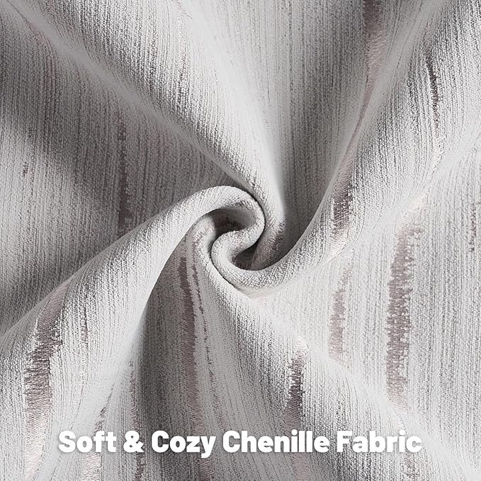 FUTEI Grey Chenille Decorative Throw Pillow Covers 18x18 Inch Set of 2,Soft Embossed Striped Textured Cushion Case,Modern Home Decor for Couch Bed Living Room