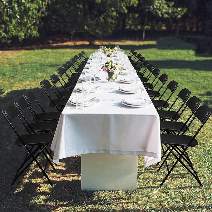 100 Pack Black Plastic Folding Chairs, Portable Party Chairs, Stackable Commercial Seats with Steel Frame for Home Office Wedding Party Indoor Outdoor Events Chairs, 350lbs Capacity