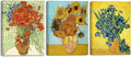 Wieco Art 3 Panels Canvas Prints of Vincent Van Gogh Paintings Reproduction Red Poppies and Daisies Sunflower Irises in Vase Canvas Wall Art for Living Room Home Office Decor