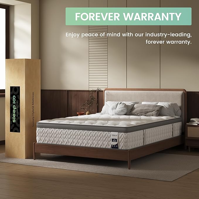 King Mattress, 12 Inch 5-Zone Deep Sleep Firm Mattress with Extra Lumbar & Shoulder Support, Hotel Collection Hybrid Mattresses, Fiberglass Free & No Odor - 365 Nights Trial
